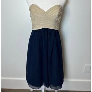 Alfred Angelo Navy and Cream Short Bridesmaid Dress